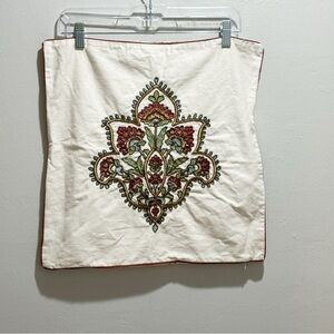 VILLA BY NOBLE EXCELLENCE Ivory Multi Embroidered Floral Pillow Cover 18” X 18”